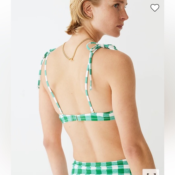 J Crew Swim J Crew Tieshoulder Underwire Bikini Top In Gingham C Brilliant Kelly Green